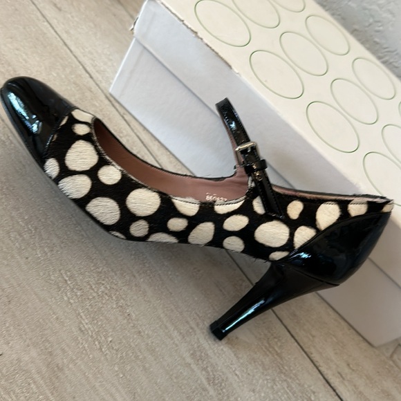 BODEN Patent Leather Heels Dalmatian print Calf Hair Black White Size 40 - Picture 13 of 14